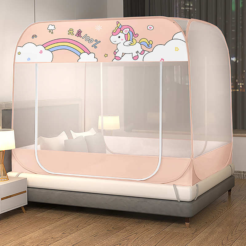 .双人床家用方1折叠式5m安装支架8m蒙古包1单人顶蚊帐.宿舍无需免