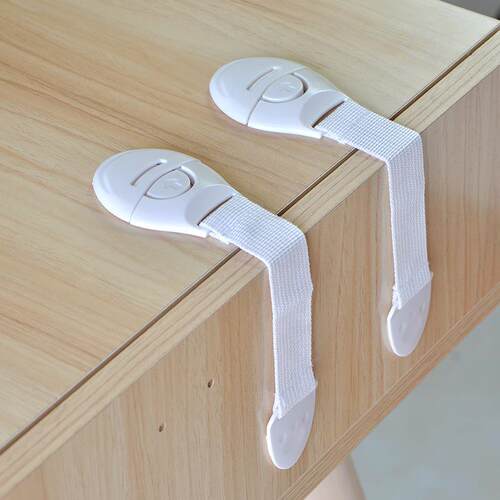 Drawer, refrigerator, and cabinet door plastic locks; baby f