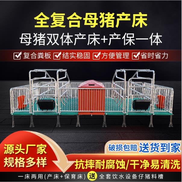 全覆合母猪产床分娩床双体产保一体保育床养殖设备猪用单体产床