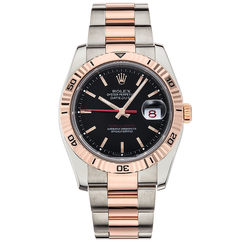 [9.8新/拍卖]劳力士日志型系列钢/18K玫瑰金自动机械黑面116261