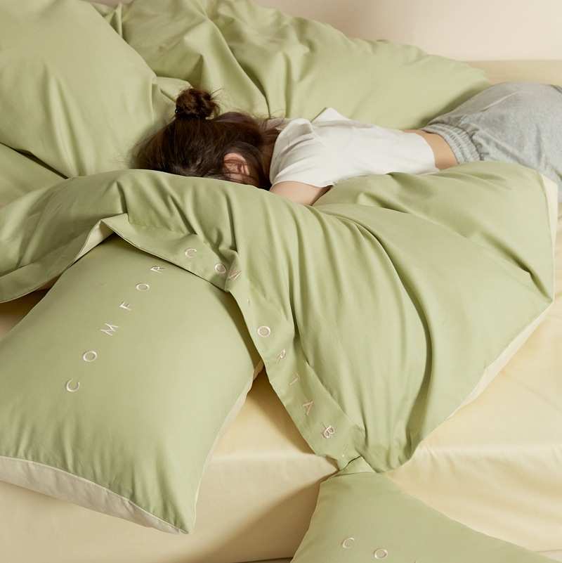 高级感200支长绒棉磨毛四件套纯棉全棉加厚被套床单秋冬床上用品4