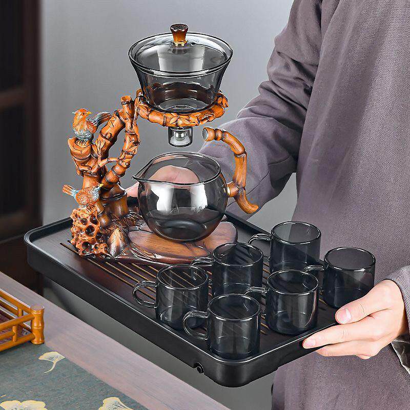 西尚眉玻璃自动功夫茶具家用磁性茶壶办公室懒人泡茶小工具