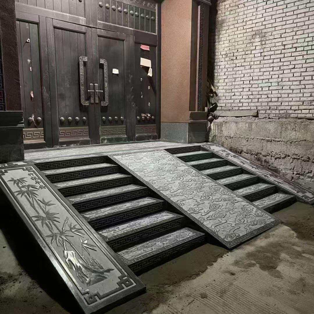 庭院地砖过门槛台阶石 室外复古台阶石中式门厅别墅楼梯踏步石