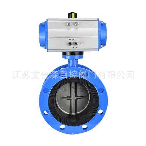 气动法兰蝶阀D641X-16Q软密封水阀球墨板304板开关比例调节蝶阀