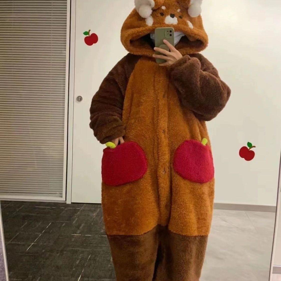 家居服特价可爱浣熊珊瑚睡衣浴袍