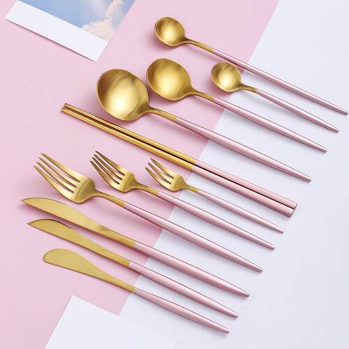 粉红金餐具三件套糕点器皿