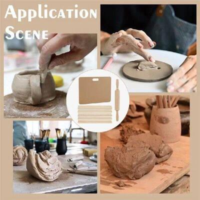 Complete Tool Set For Pottery Clay - Wooden Rolling Pin,