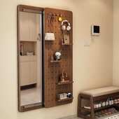 试衣玄关推拉家用一体镜隐藏洞洞壁挂镜子可镜全身穿衣镜衣帽架板