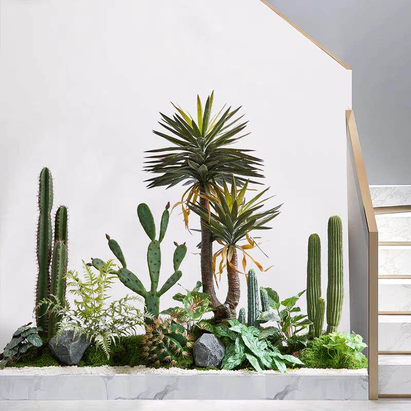 入户玄关仿真仙人掌绿植造景观高端轻奢热带防真人造植物布置组合