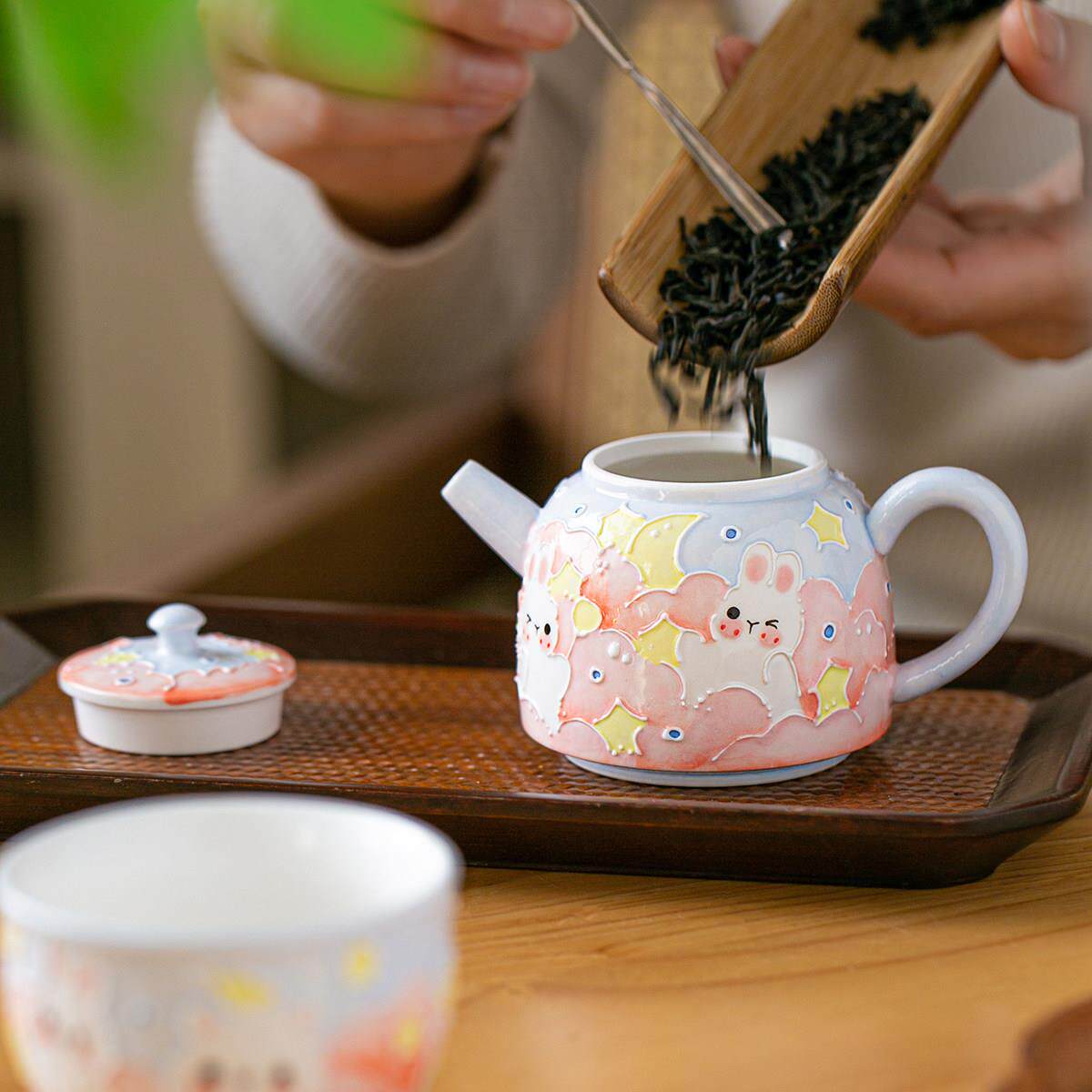 濑户瓷手绘可爱小茶壶茶具功夫茶杯大师杯景德镇陶瓷礼品礼品