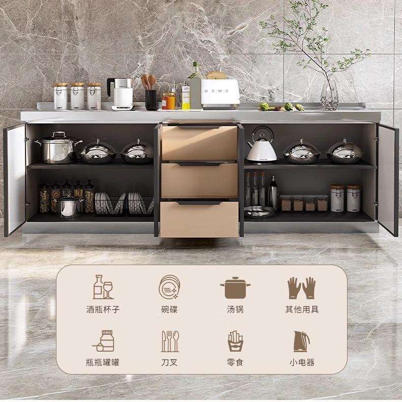 不锈钢橱柜家用厨房灶台柜厨柜碗柜水槽柜整体橱柜