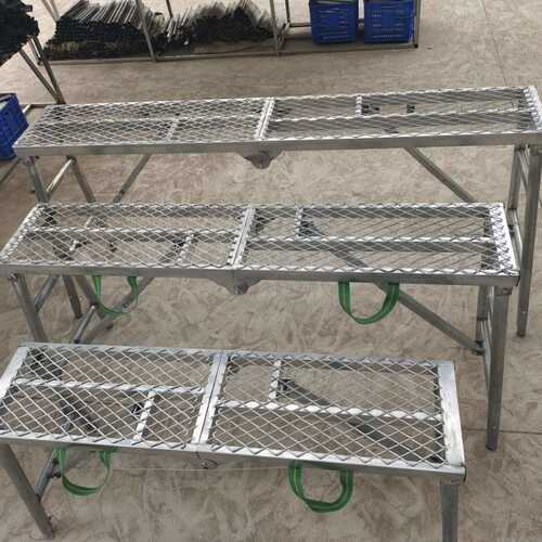 加厚镀锌圆腿马凳可升降折叠马镫网面防滑马凳家用梯登高作业梯子
