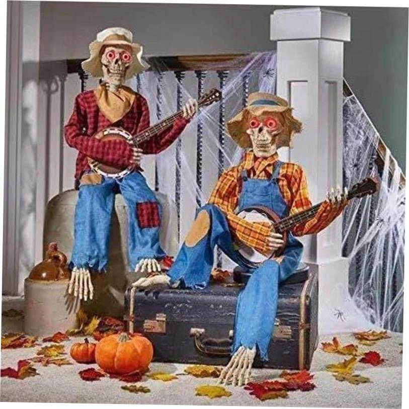 Halloween Animated Banjo Skeletons Halloween Skeleton decora - 实物图