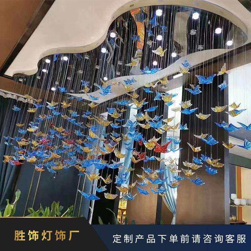 轻奢设计LED水晶吊灯酒店大堂灯饰工程灯饰售楼部沙盘宴会厅新款