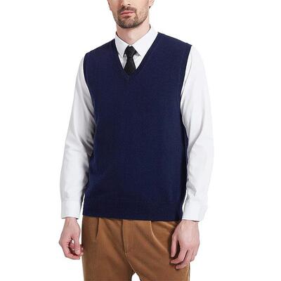 Men Sleeveless V Neck Pullover Sweater Slim Casual Argyle