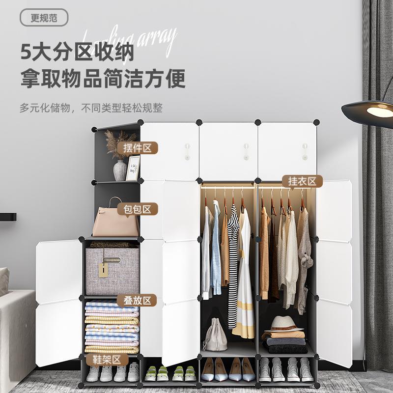 简易衣柜卧室用家用组装小小衣橱出租房衣柜-245经济型单人布柜户