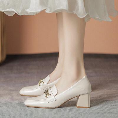 意大利【Cantsi Kéli】经典吸睛⭐真皮乐福鞋方头粗跟单鞋女6cm