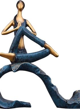 欧式瑜伽少女客厅小摆件家居装饰品创意酒柜电视柜办公桌书房摆设