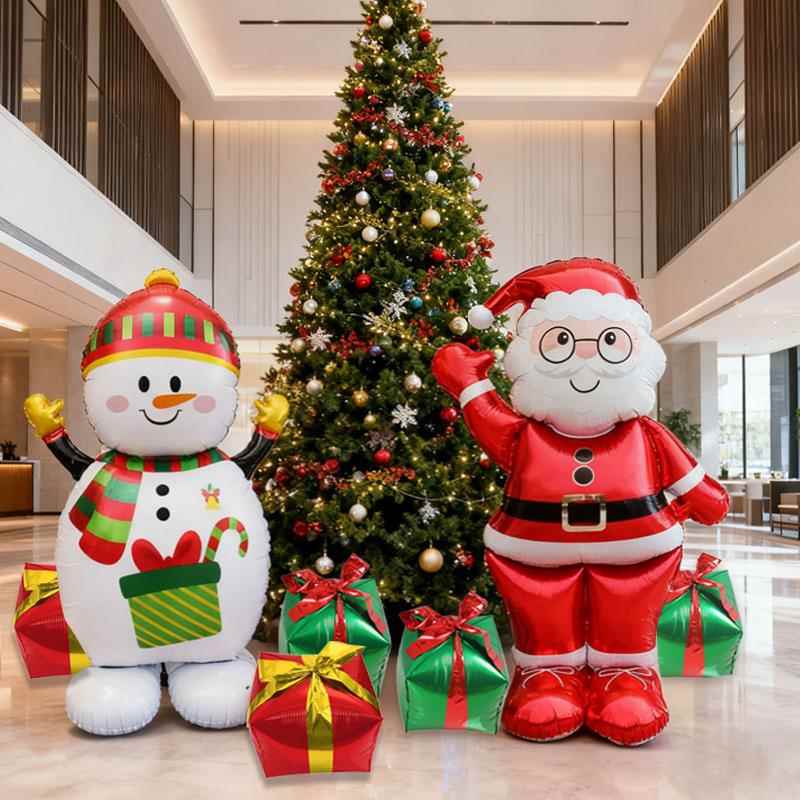 圣诞节铝膜气球装饰大号雪人老人站立气球商场门店教室酒吧布置