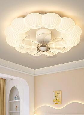 客厅风扇灯led吸顶灯中山灯具2025新款主卧室奶油风电风扇吊扇灯