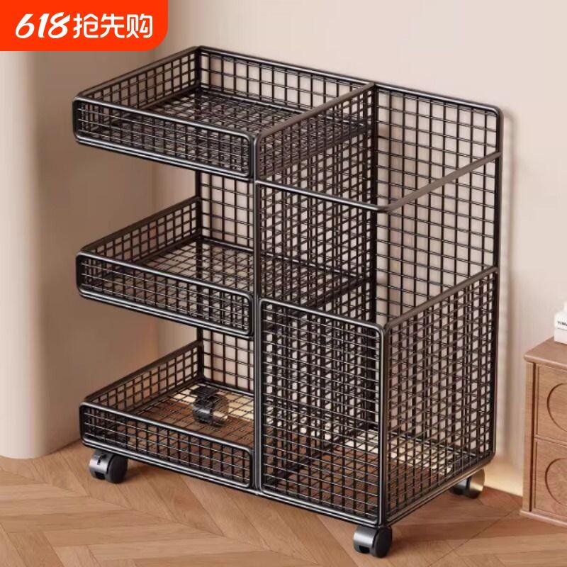 瑜伽垫收纳筐带轮移动羽毛球拍球类置物架家用运动健身器材收纳架