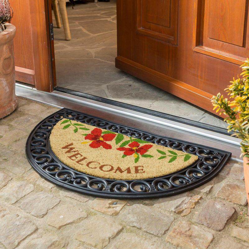 印度进口加厚半圆手工椰棕棕榈入户进门门厅蹭土防滑脚垫门垫地垫