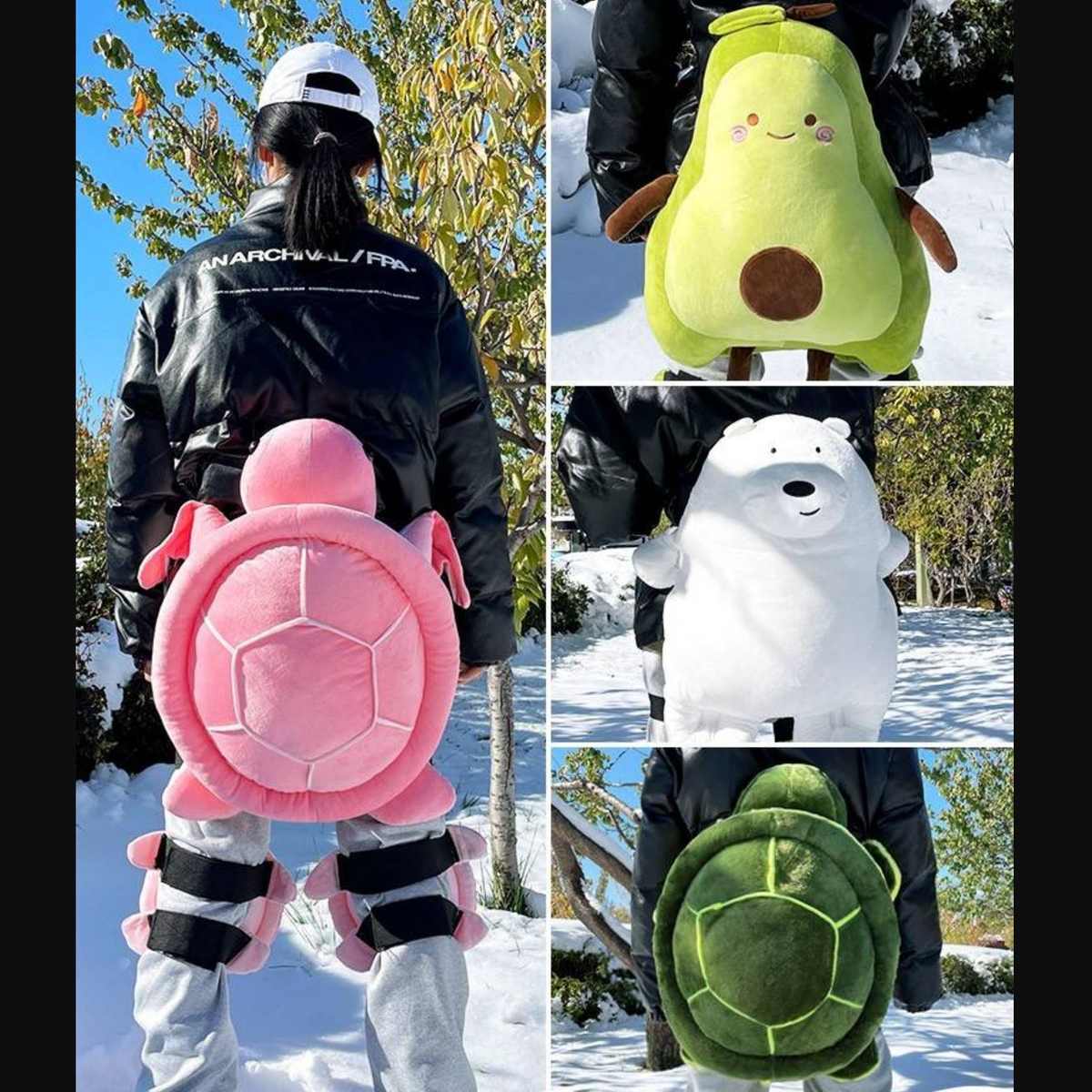 小乌龟护臀毛绒滑雪护具单板护肘套装大号防摔防水护膝滑冰屁股垫
