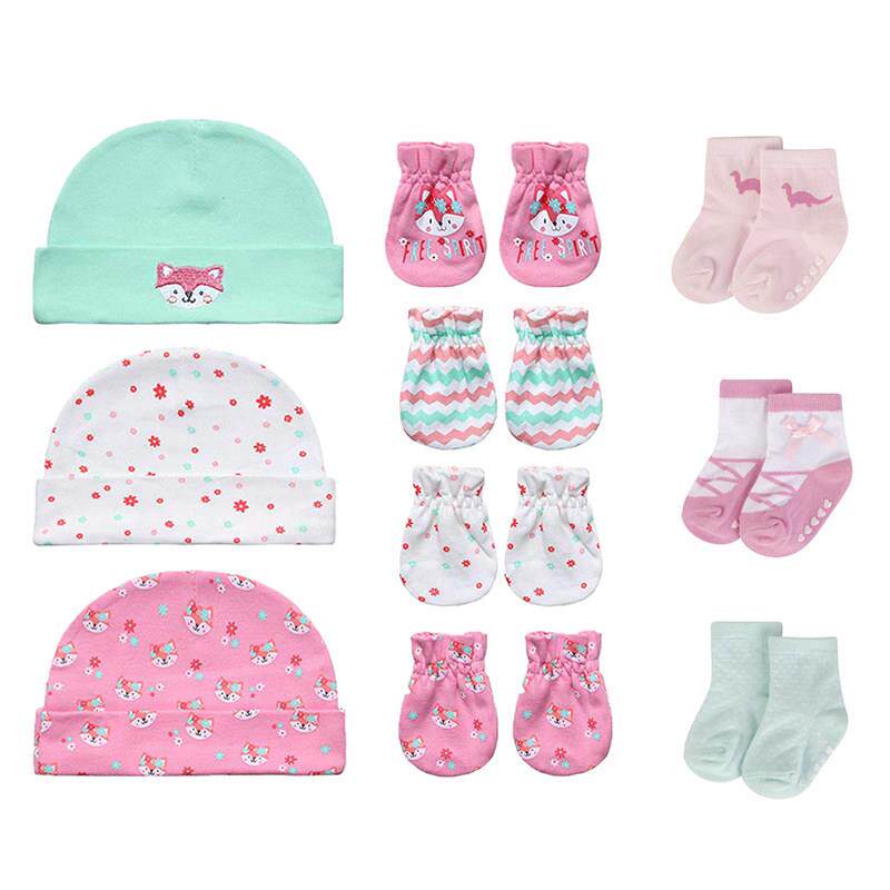 Baby Hat and Mittens Girl Boy Cap Socks Comfy Infant Hat &
