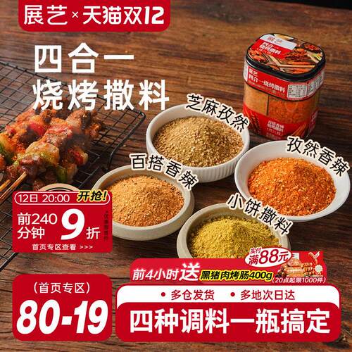展艺四合一烧烤撒料家庭调味料家用孜然辣椒烤肉蘸料牛羊肉串撒料