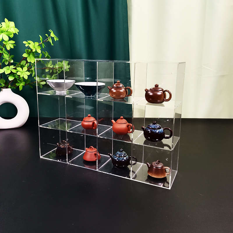 透明紫砂壶杯架亚克力多宝阁茶具桌面收纳盒水杯展示架格子置物架