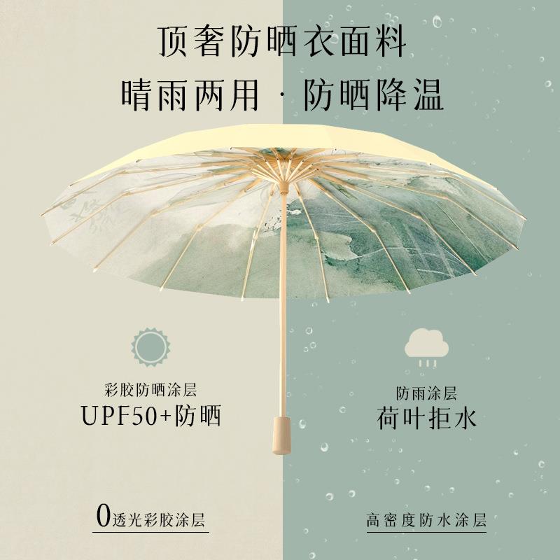 新款直销碧莲轻舞雨伞中国风古风彩胶遮阳伞防晒伞学生便携折叠晴