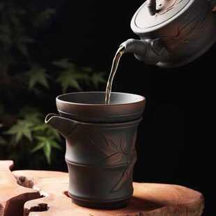 建水紫陶公道杯功夫茶茶杯喝茶中式功夫大分紫砂茶海茶具茶漏茶馆