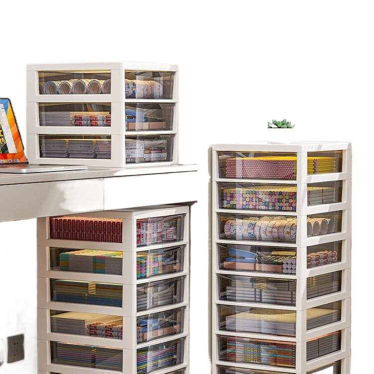 抽屉式文件收纳柜办公室桌面多层A4储物盒学生桌底下文具夹缝架子