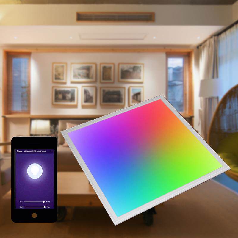 AlexaGooglehome智能语音2.4g遥控五色RGBCW七彩LED36w平板面板灯