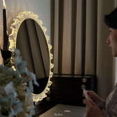 桌面梳妆台镜子化妆镜带灯led异形台式 旋转梳妆镜智能触控美妆镜