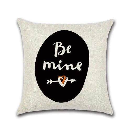 Creative Couple Cushion Cover Cotton Linen Throw Pillow