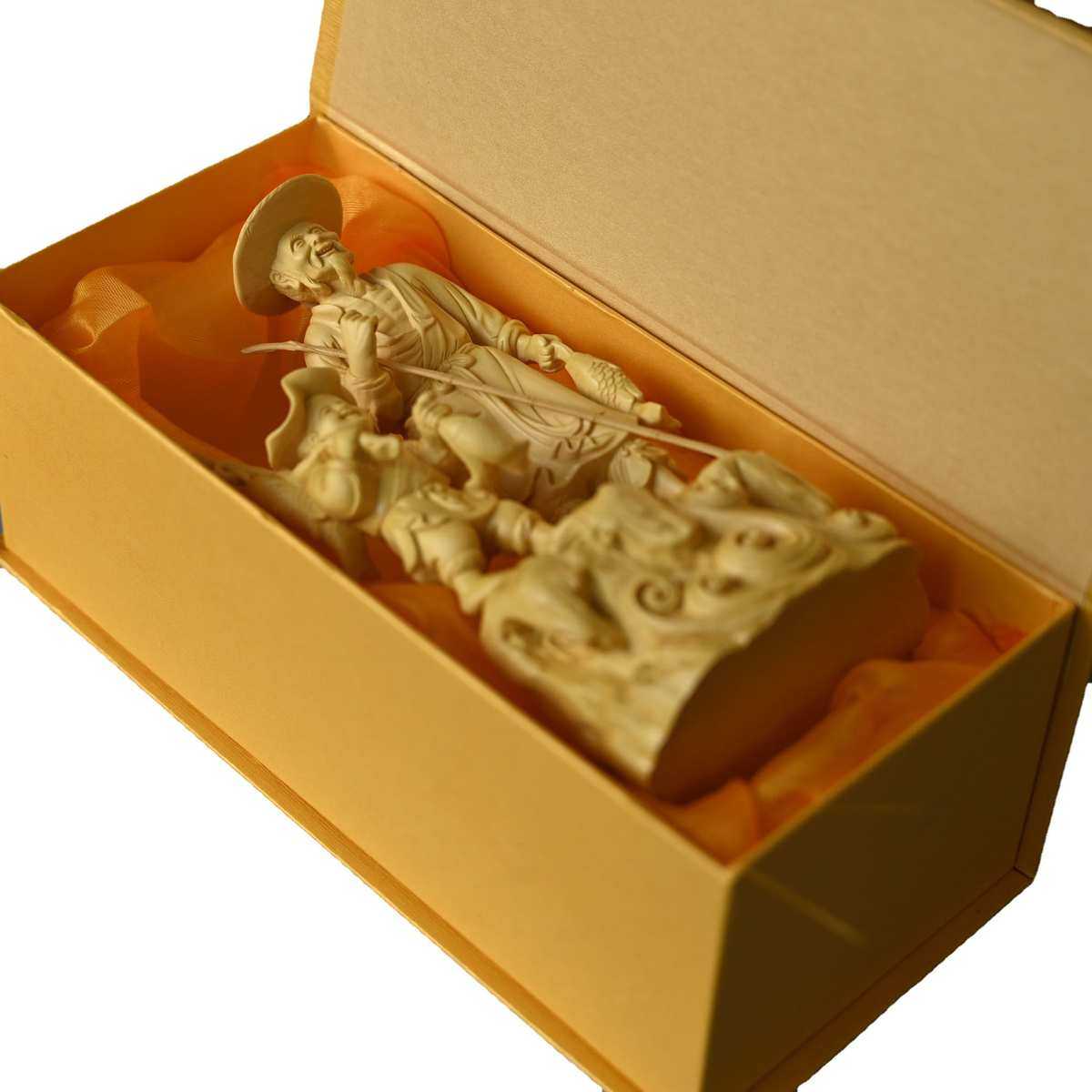 黄杨木摆件鱼翁得利满载而归木雕工艺品办公摆饰手工雕刻文玩礼品,家居饰品,木雕,淘宝优惠券,粉丝福利购,淘宝优惠卷