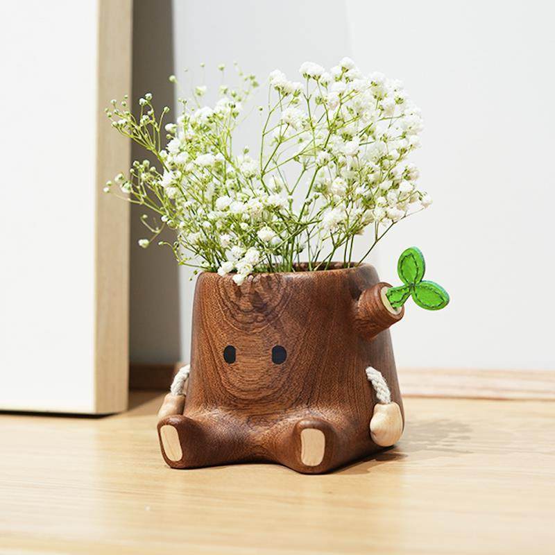 正品三角形办实木笔创意收纳盒公造室桌面可爱型摆件沙比利木筒高