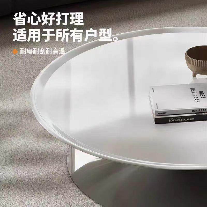 法式奶油风圆锥体倒影镜面悬浮茶几客厅家用沙漏型 飞碟茶几