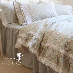 高档게으른휴가︱欧美韩版 四件棉套 田纯棉小公举荷园用叶边全床上品