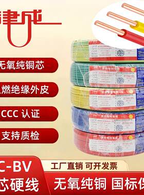津成电线2.5国标4平方铜芯线家装家用1.5/6纯铜阻燃ZC-BV单芯电线