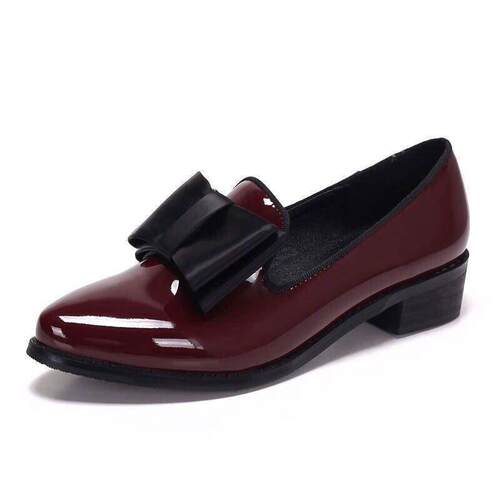 Pointed Toe Women Flats Shoes Bow Women Shoes Patent Leather