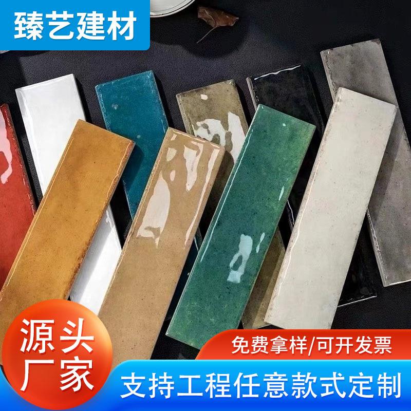 复古手工砖厨房卫生间酒店餐饮咖啡店吧台长条瓷砖连锁店背景墙砖