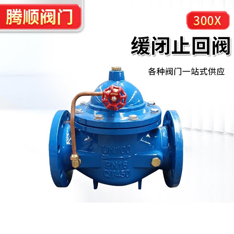 00X缓闭止回阀法兰连接单向逆止水利控制阀防逆流缓闭消声防回流