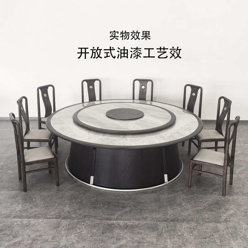 工厂直发意式极简酒店餐桌电动大圆桌餐桌饭店包厢桌椅12人20人位