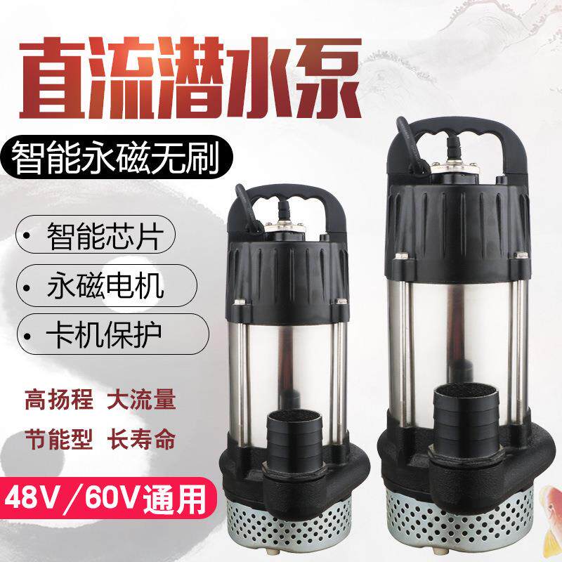 智能永磁无刷直流潜水泵48v60v电频车抽水机家用大功率农用潜水泵