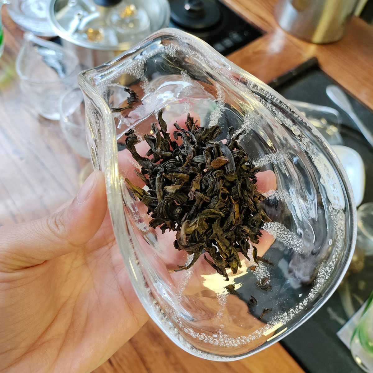 现货批发日式手工气泡茶匙家用创意大茶荷高颜值茶具配件玻璃茶则