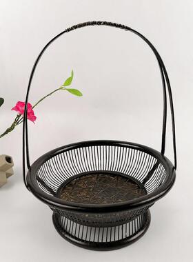 手工竹编花篮花器手提篮子收纳盒果篮提篮子酒店明档装饰摆件餐具