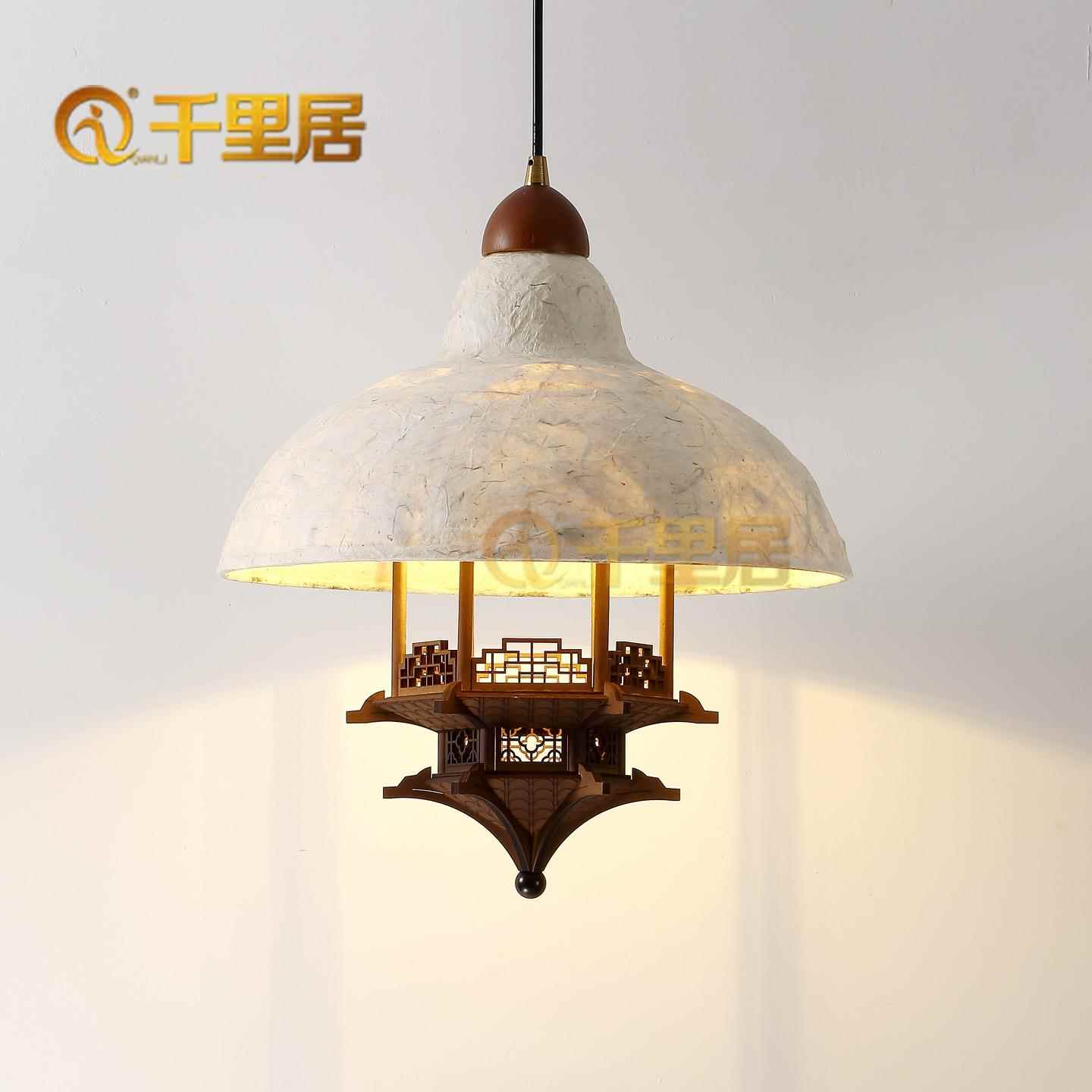 新中式宋式美学仿古建筑国风宣纸禅意茶室餐厅凉亭玄关卧室小吊灯