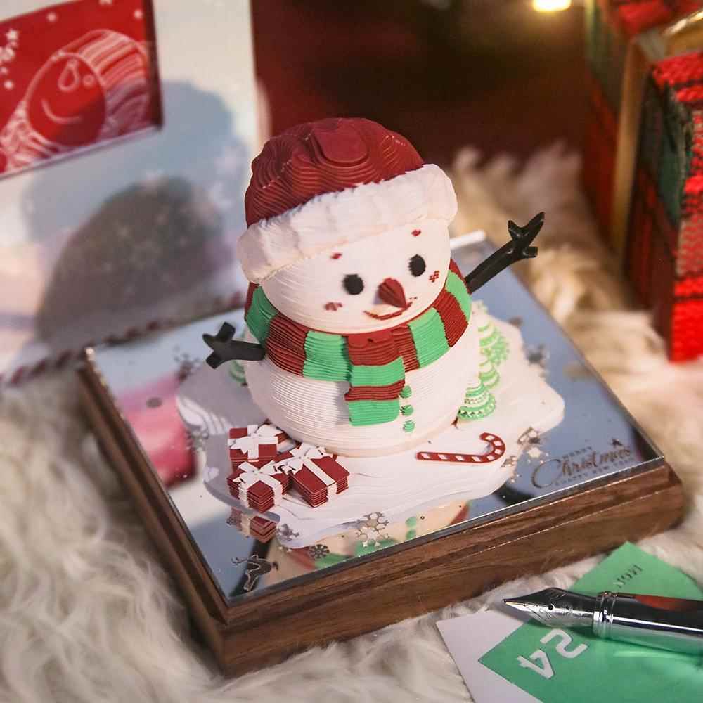 圣诞雪人3D立体纸雕便签本可爱创意摆件送朋友节日礼物礼品手伴礼